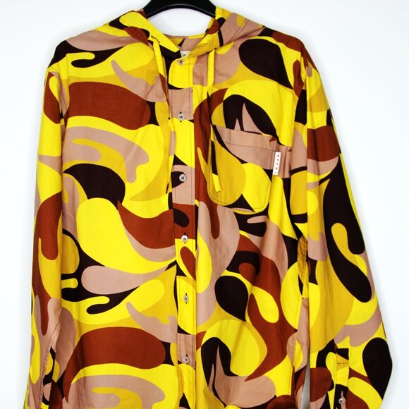 BNWT SS22 MARNI ABSTRACT PRINT HOODED SHIRT 48 - Picture 2 of 11